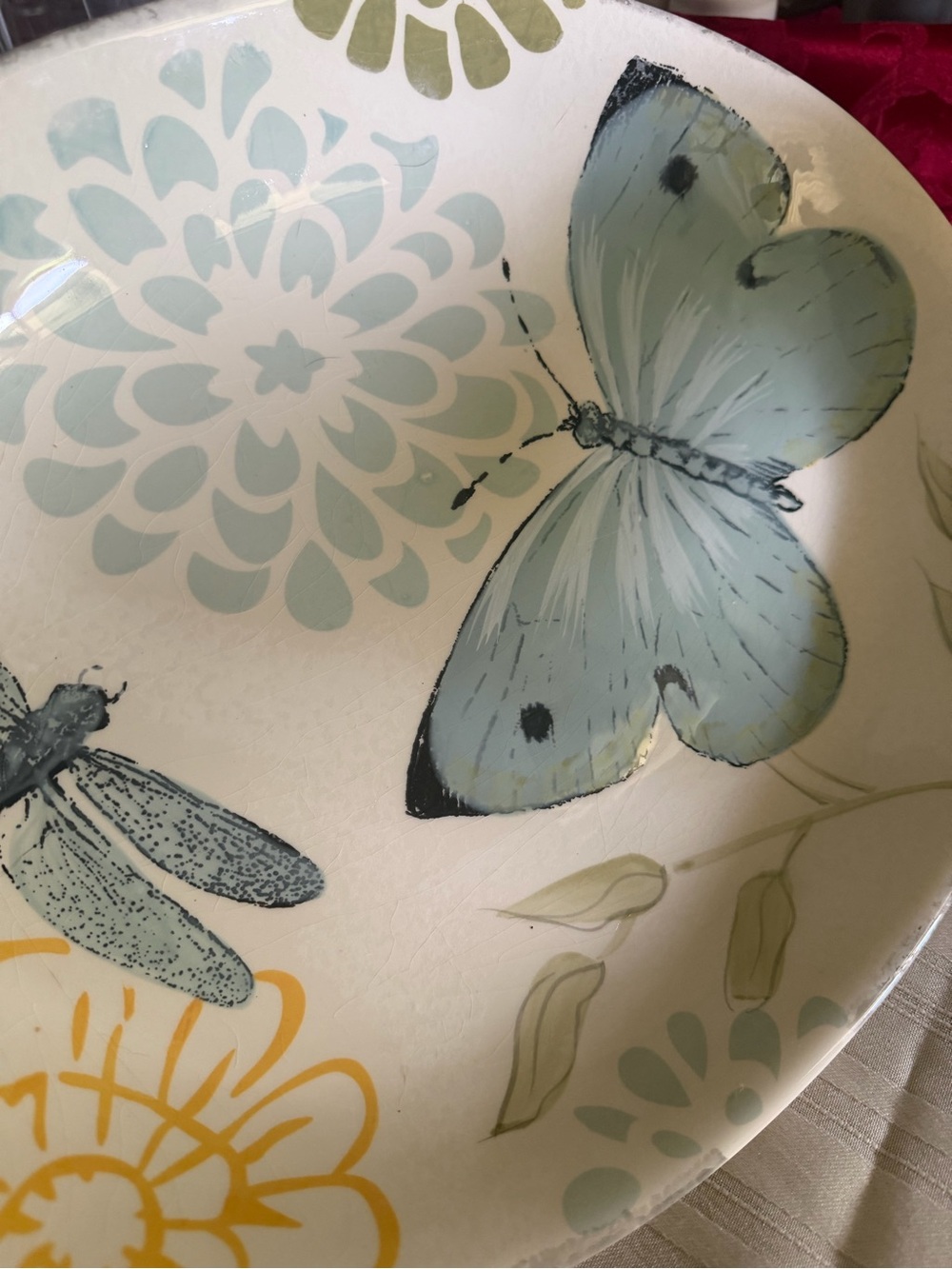 Decorative Butterfly Serveware Plate - Blue